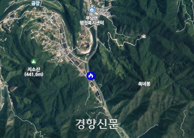 전북 무주군 부남면의 산불 발생 위치. 산림청 홈페이지 캡처.