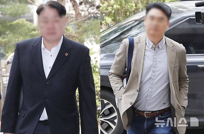 [인천=뉴시스] 김동영 기자 = 27일 오후 인천 미추홀구 인천지법에서 인천교육청의 전자칠판 보급사업에 참여한 업체의 납품을 돕고 그 대가를 챙긴 이른바 리베이트 행위를 한 혐의로 구속영장이 청구된 인천시의원 2명이 구속 전 피의자 심문(영장실질심사)에 출석하고 있다. 2025.03.27. dy0121@newsis.com