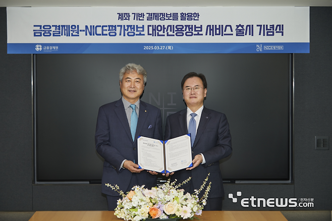 (왼쪽부터) 금융결제원 김광휘 금융정보본부장, NICE평가정보 김종윤 대표이사