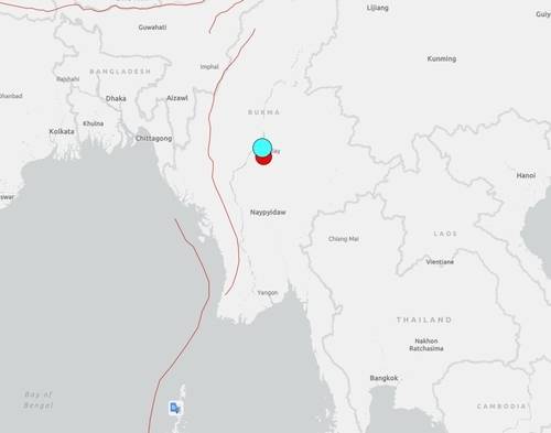 ▲ 미얀마 내륙서 규모 7.7 강진…방콕도 큰 진동 [미국 지질조사국(USGS) 홈페이지 캡처=연합뉴스]