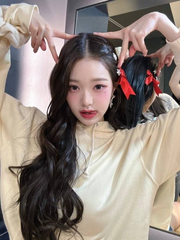 2023년 최애의 아이 챌린지에 참가한 아이돌 그룹 아이브의 장원영. 사진=SNS 갈무리.