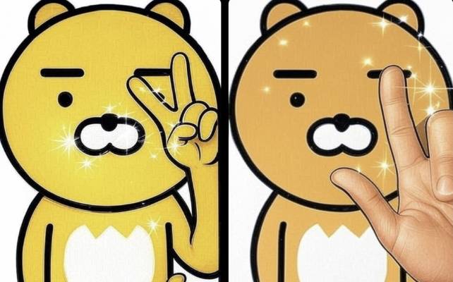 그록3로 그려낸 '손가락으로 브이자 그린 라이언'.라이언 이미지를 학습시켜 만들었다./사진=김소연 기자