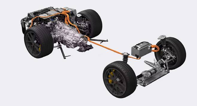 T-하이브리드 시스템 구조. (사진=포르쉐AG 홈페이지)