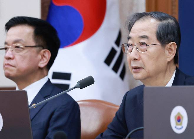 한덕수 대통령 권한대행 국무총리가 25일 정부서울청사에서 열린 국무회의에서 발언하고 있다.(사진=연합뉴스)