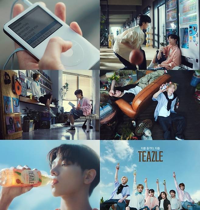 웅진식품 티즐 모델로 발탁돼 젠지미를 뽐내는 보이넥스트도어. 사진 | 웅진식품