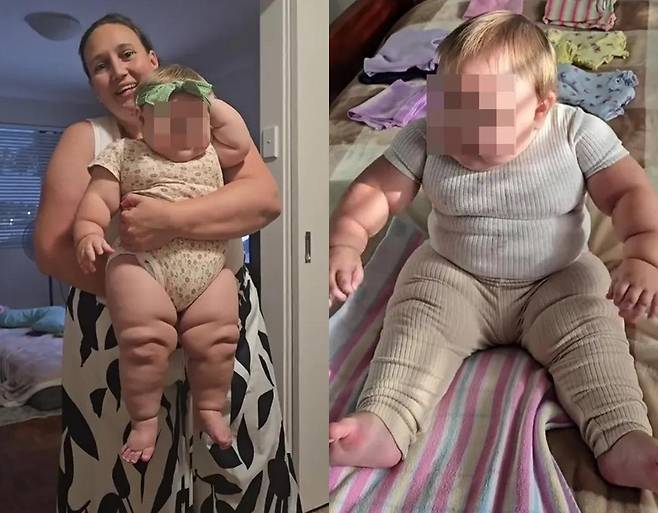 남아프리카공화국의 한 여성이 생후 6개월 된 딸의 체중이 약 16kg에 달한다고 공개했다. 사진=틱톡 캡쳐