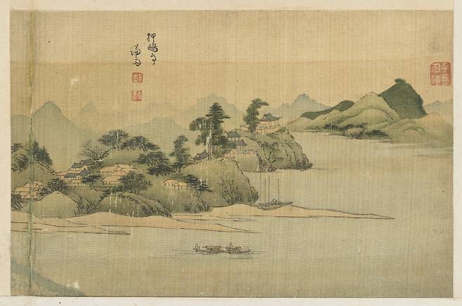 "Apgujeong Pavilion" by Jeong Seon from the album of scenic sites in the capital and suburbs (Courtesy of Hoam Museum of Art)
