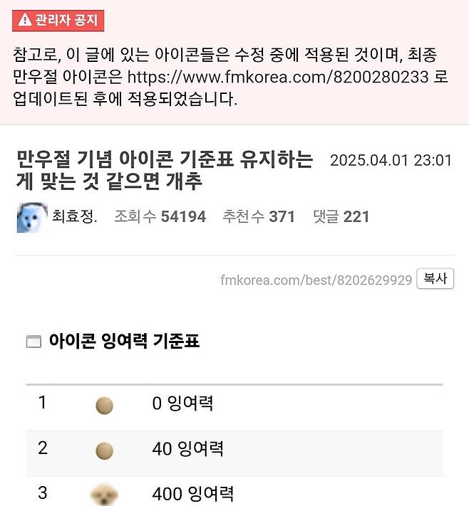 Screenshot_20250402_011922_Chrome.jpg 관리자 공지 올릴 시간에 만우절 아이콘 돌려달라