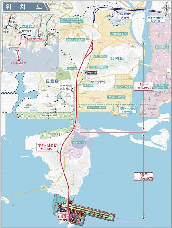 가덕도신공항 접근철도 건설 계획도.