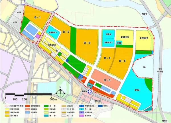풍무역세권개발 사업부지 토지이용 계획도. 오른쪽 하단 하늘색 구역이 인하대 김포메디컬캠퍼스 조성 부지. 김포시 제공