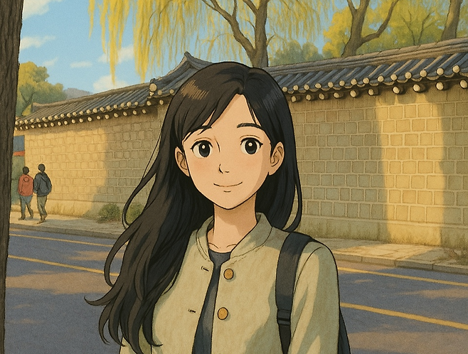 챗GPT가 기자 사진을 기반으로 지브리 화풍의 그림을 제작한 모습 [챗GPT 활용 제작]