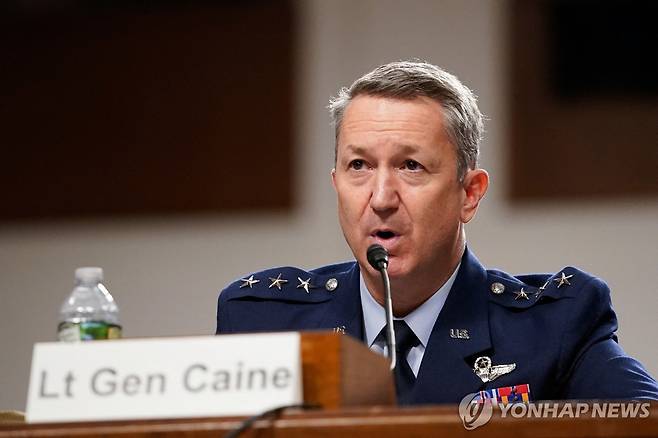 인사청문회 출석한 댄 케인 미국 합참의장 후보자 [워싱턴 로이터=연합뉴스. 재판매 및 DB 금지]