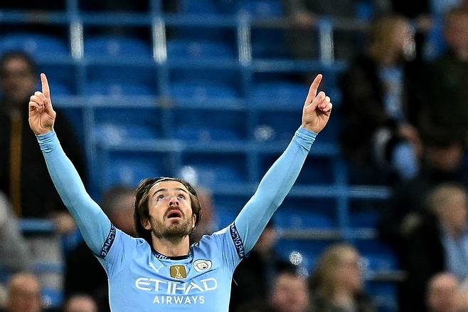 3일 레스터 시티와 경기에서 선제골을 넣은 뒤 세리모니하는 맨체스터 시티의 잭 그릴리쉬