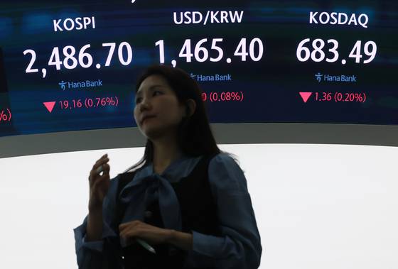 3일 서울 중구 하나은행 본점 딜링룸 현황판에 코스피와 원/달러 환율, 코스닥 지수 등이 표시돼 있다. 〈사진=연합뉴스〉