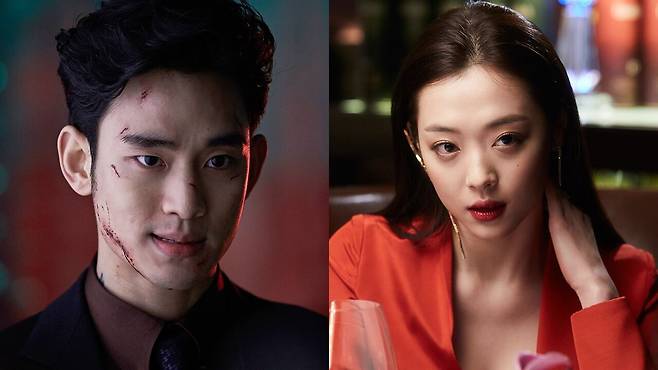 2017년 개봉한 영화 '리얼'에 출연한 가수 겸 배우 설리(오른쪽)와 김수현./CJ엔터테인먼트 제공