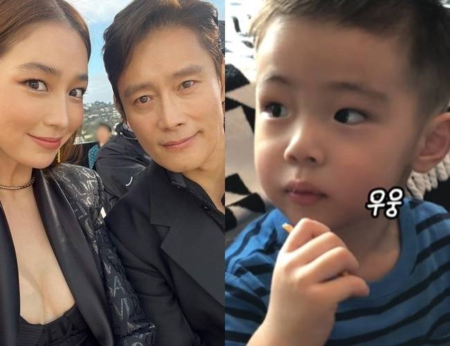 이민정, 이병헌, 이준후 /사진=이민정 소셜미디어, 이민정 채널 영상 캡처