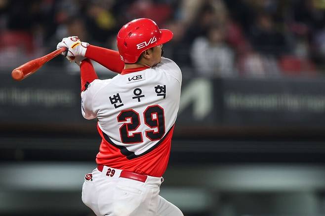 ▲ 중요한 순간 적시타를 때리며 이날 3타점을 책임지고 팀 승리의 주역이 된 변우혁 ⓒKIA타이거즈