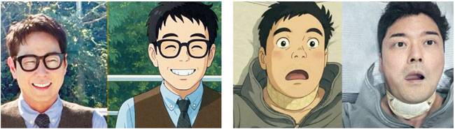 가수 윤종신(왼쪽 사진)과 방송인 전현무가 자신의 사진을 지브리 스타일로 변환한 모습을 나란히 공개했다.   각 SNS 캡처