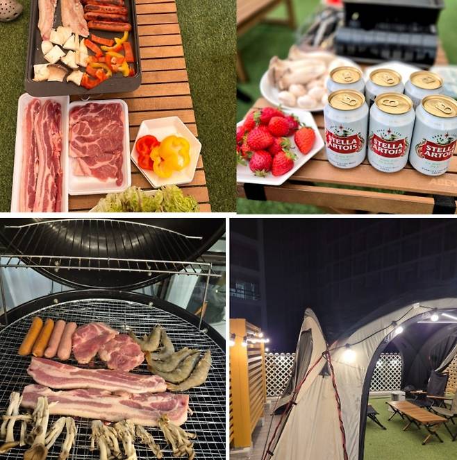 수원영통 오징어 게임 테마 파티룸 테라스에서 즐기는 캠핑