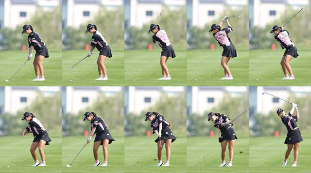 박현경의 아이언 샷 연속 스윙. 사진 제공=박준석 골프전문 사진기자