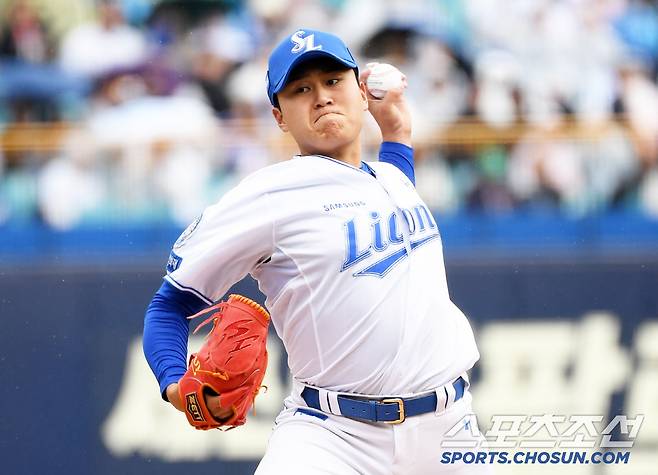 5일 대구 삼성라이온즈파크에서 열린 삼성 라이온즈와 한화 이글스의 경기. 삼성 이승현이 역투하고 있다. 대구=박재만 기자 pjm@sportschosun.com/2025.04.05/
