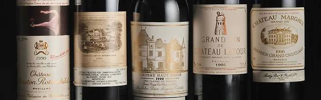 보르도 5대 샤또. 왼쪽부터 무똥 로칠드, 라피트 로칠드, 오브리옹, 라뚜르, 마고.