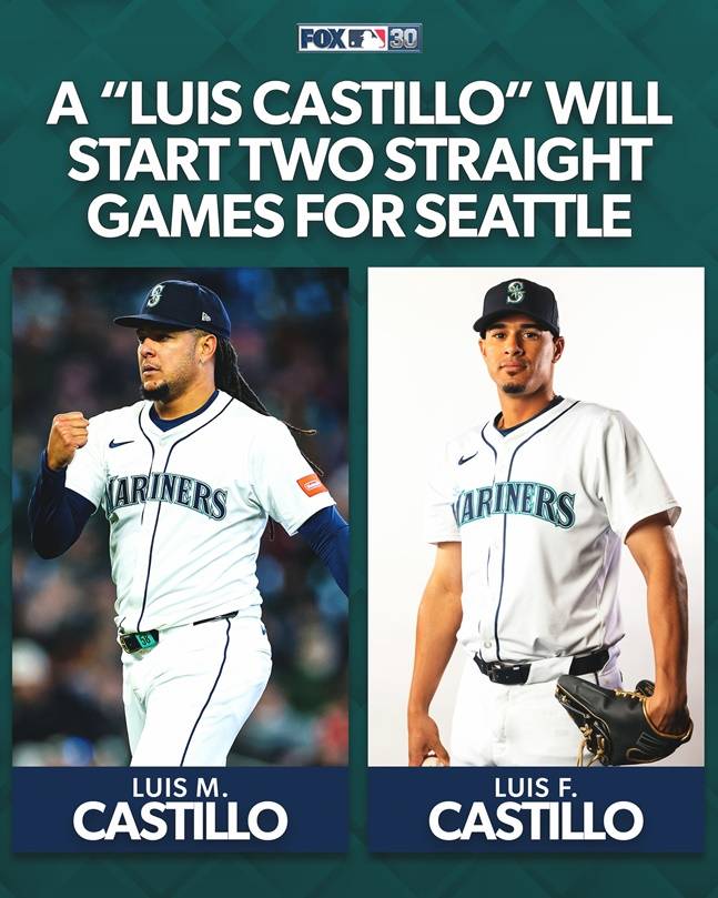 3일과 5일(한국시간) 시애틀의 선발투수로 나오는 2명의 루이스 카스티요. /사진=FOX 스포츠 SNS 갈무리