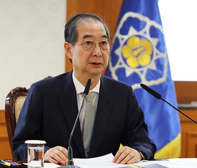 한덕수 대통령 권한대행 국무총리가 4일 정부서울청사에서 열린 국가안전보장회의(NSC)에서 발언하고 있다. 연합뉴스