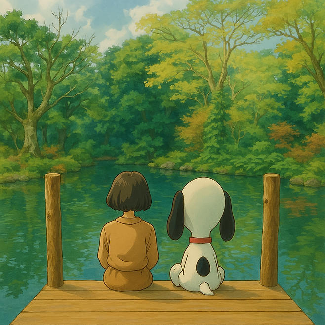 지브리 스타일로 변환한 스누피가든 여행 사진