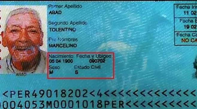 마르셀리노 마시코 아바드 톨렌티노의 신분증(사진출처 :Jam Press)
