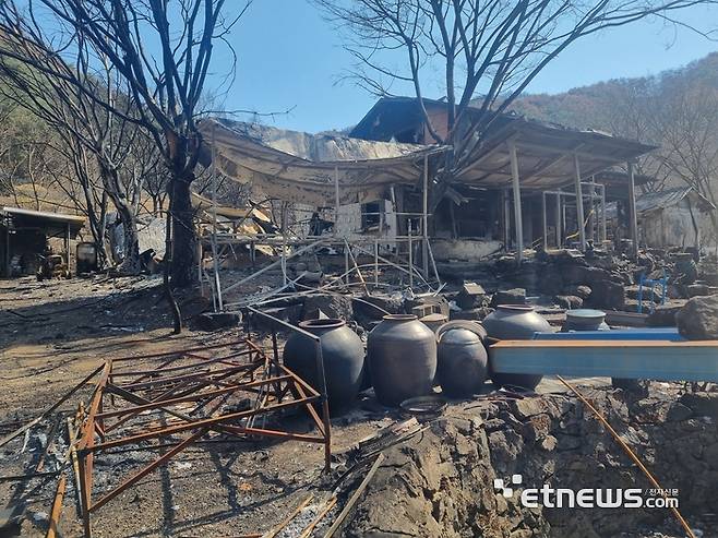 지난 7일 경북 청송군 청송읍 부곡리 주왕산 국립공원 초입. 역대 최악의 산불로 유네스코 세계지질공원 지질명소로 꼽히는 '달기약수터'에는 적막감만 흐른다.