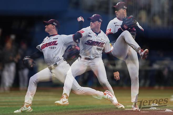 키움 히어로즈 외국인 투수 케니 로젠버그가 9일 열린 KBO리그 고척 LG 트윈스전에서 8이닝 4피안타 13탈삼진 무실점 호투를 펼쳐 팀의 4-0 승리를 이끌었다. (키움 히어로즈 제공)