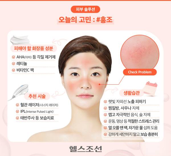 홍조는 재발하지 않도록 생활 속에서 악화 요인을 피하는 게 가장 중요하다./그래픽=김경아