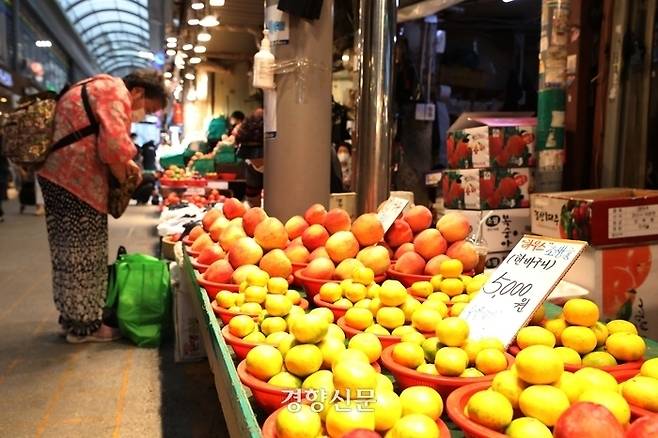 서울 동대문구 경동시장에서 시민들이 장을 보고 있다. 한수빈 기자