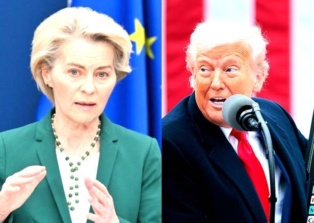 우르줄라 폰데어라이엔 EU집행위원장(왼쪽)과 도널드 트럼프 미국 대통령. EPA연합뉴스·게티이미지
