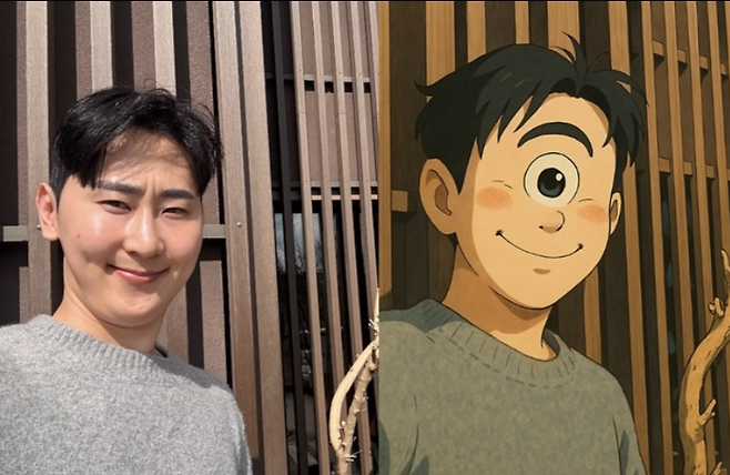 개그맨 출신 방송인 신동엽 닮은 꼴로 유명한 개그맨 남현승이 챗GPT를 활용해 지브리 스타일의 이미지로 구현하는 유행을 따라했다가 빵 터졌다. [사진출처 = 남현승 인스타그램]