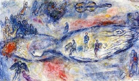 마르크 샤갈, 마술피리(Souvenir de la Flute enchantee), 1976, Tempera, oil and sawdust on canvas. (C) Chagall ®, by SIAE 2025.