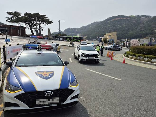 [부산=뉴시스] 9일 오후 부산경찰이 음주 운전 발생 우려 지역을 대상으로 집중 단속을 진행하고 있다. (사진=부산경찰청 제공) 2025.04.09. photo@newsis.com *재판매 및 DB 금지