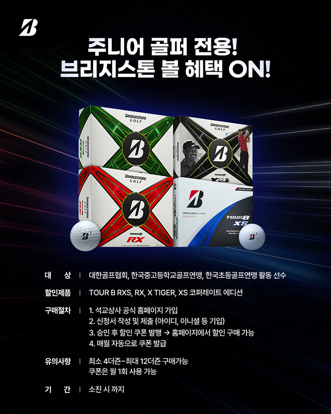 브리지스톤골프가 주니어 선수들에게 볼을 50% 할인 판매한다. 사진 | 브리지스톤골프