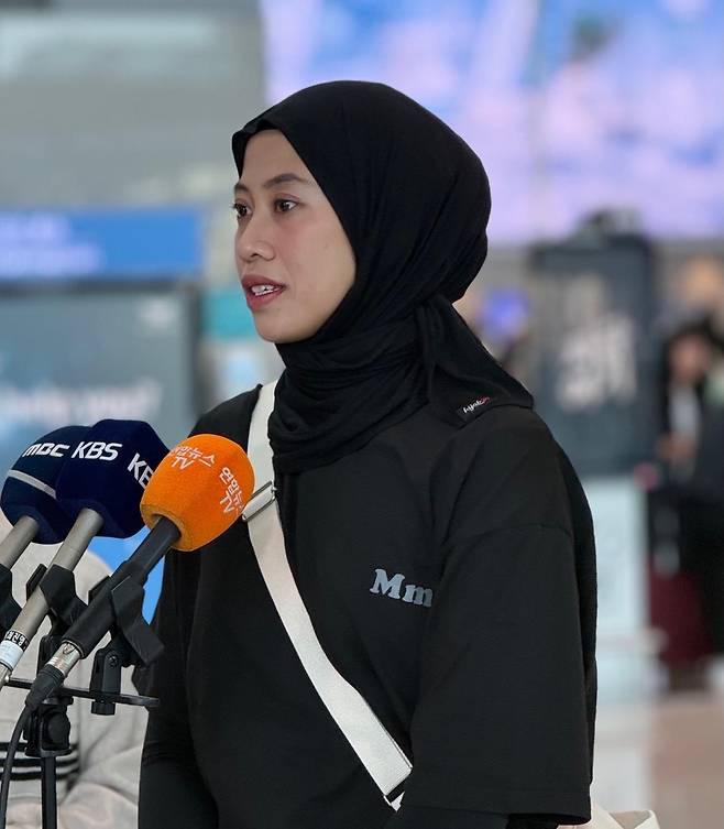 출국 전 인터뷰하는 메가 [정관장 배구단 제공. 재판매 및 DB 금지]