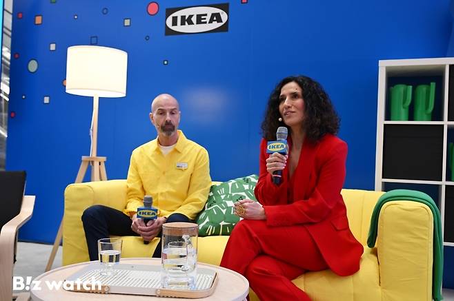 스웨덴 가구 브랜드 이케아(IKEA)가 11일 오픈을 앞둔 서울시 강동점에서 미디어데이를 개최하고 있다. 사진은 질문에 답하는 이사벨 푸치 이케아 코리아 대표./사진=이명근 기자 qwe123@