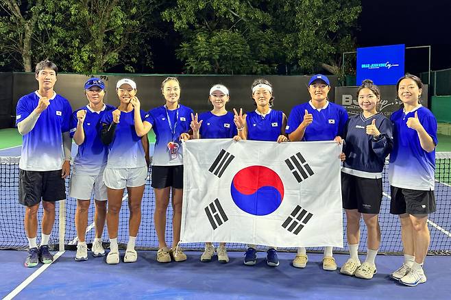 한국 여자 테니스 대표팀.(대한테니스협회 제공. Credit@MSLTA)