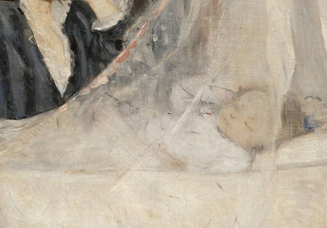 베르트 모리조, 요람(일부 확대), 1873, 캔버스에 유채, 56x46cm, 오르세 미술관