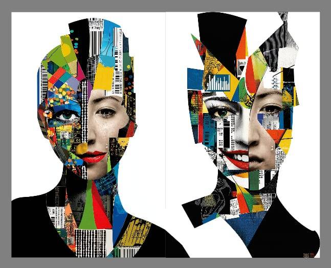 이병호 작가의 AI - POST HUMAN IDENTITY 2024 연작. 콜라주(합성)사진의 형태로 제작했다.