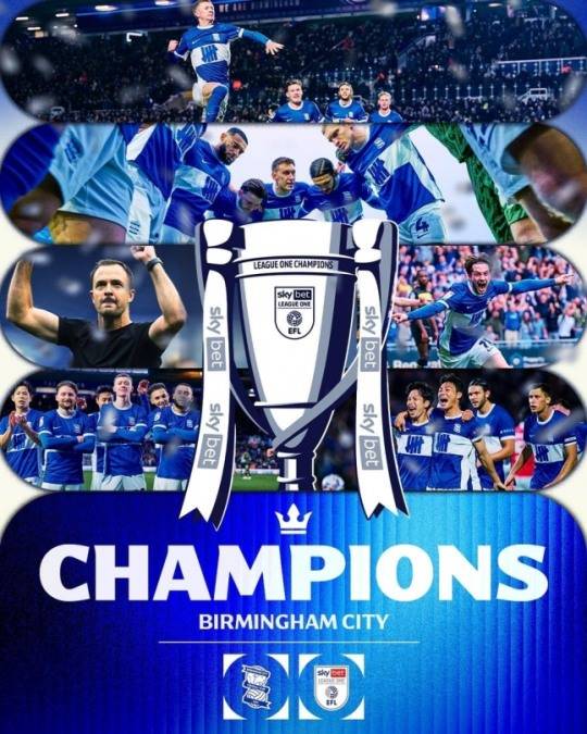 리그원 우승 확정 소식을 전한 버밍엄 시티.