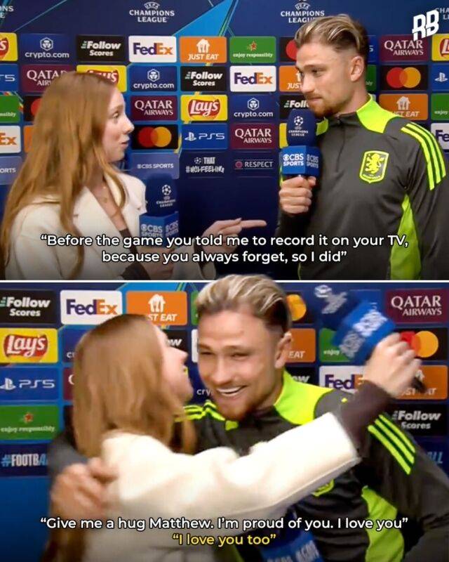 아스톤 빌라의 수비수 매티 캐시. 여동생 한나는 현재 CBS 스포츠 기자이다./캐시 소셜미디어