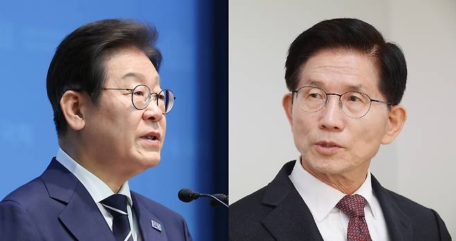 CBS노컷뉴스가 한국사회여론연구소(KSOI)에 의뢰해 13일 공개한 여론조사에 따르면 차기 대선주자 선호도 조사에서 이재명 전 더불어민주당 대표가 45.5%로 선두로 나타났다. 이어 김문수 전 고용노동부 장관이 12.5%로 2위를 기록했다. 자료사진. [연합]