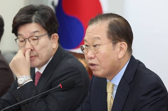 권영세 국민의힘 비상대책위원장이 오늘(14일) 국회에서 열린 비상대책위원회의에서 발언하고 있다. (출처 = 뉴시스)