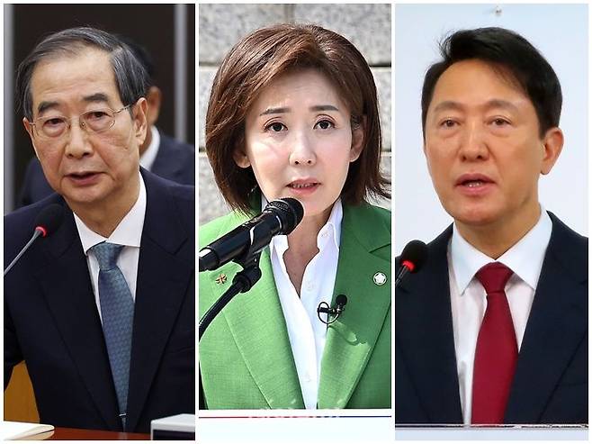 한덕수 대통령 권한대행 국무총리, 나경원 국민의힘 의원, 오세훈 서울시장(사진 왼쪽부터) ⓒ데일리안DB