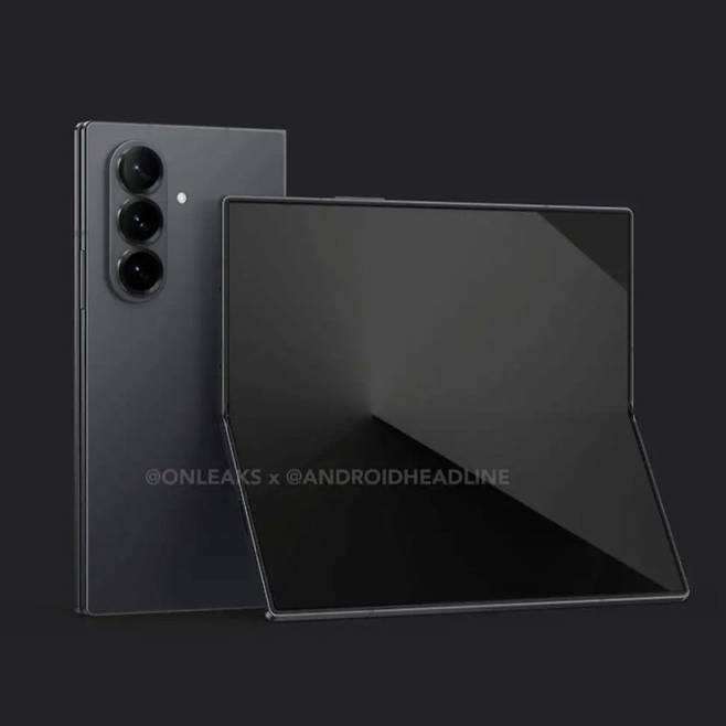 IT 팁스터 온리크스와 IT 매체 안드로이드헤드라인이 합작한 갤럭시 Z 폴드 7 예상 렌더링